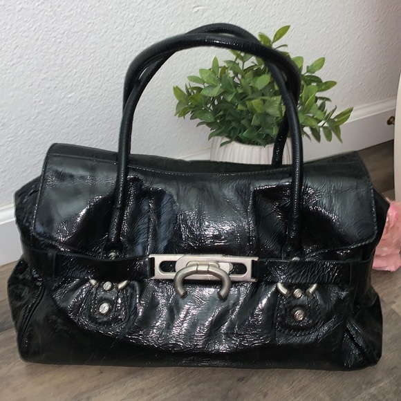 FRANCESCO BIASIA LARGE PATENT LEATHER PURSE - Picture 1 of 13